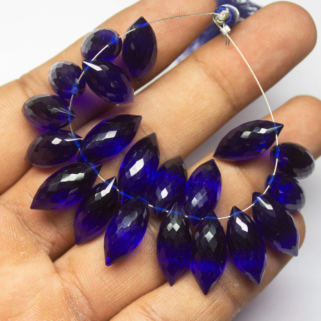 10 Pcs, Kyanite Blue Quartz Faceted Dew Drops Shape Briolettes, 18mm Size, Quartz Beads - Jalvi & Co.