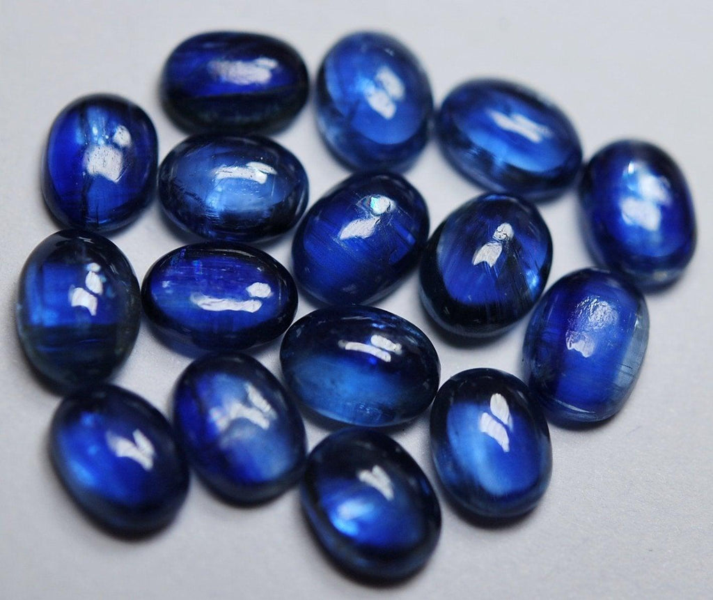 10 Pcs, Natural Blue Kyanite Smooth Oval Shape, 7X5mm Large Loose Stones - Jalvi & Co.