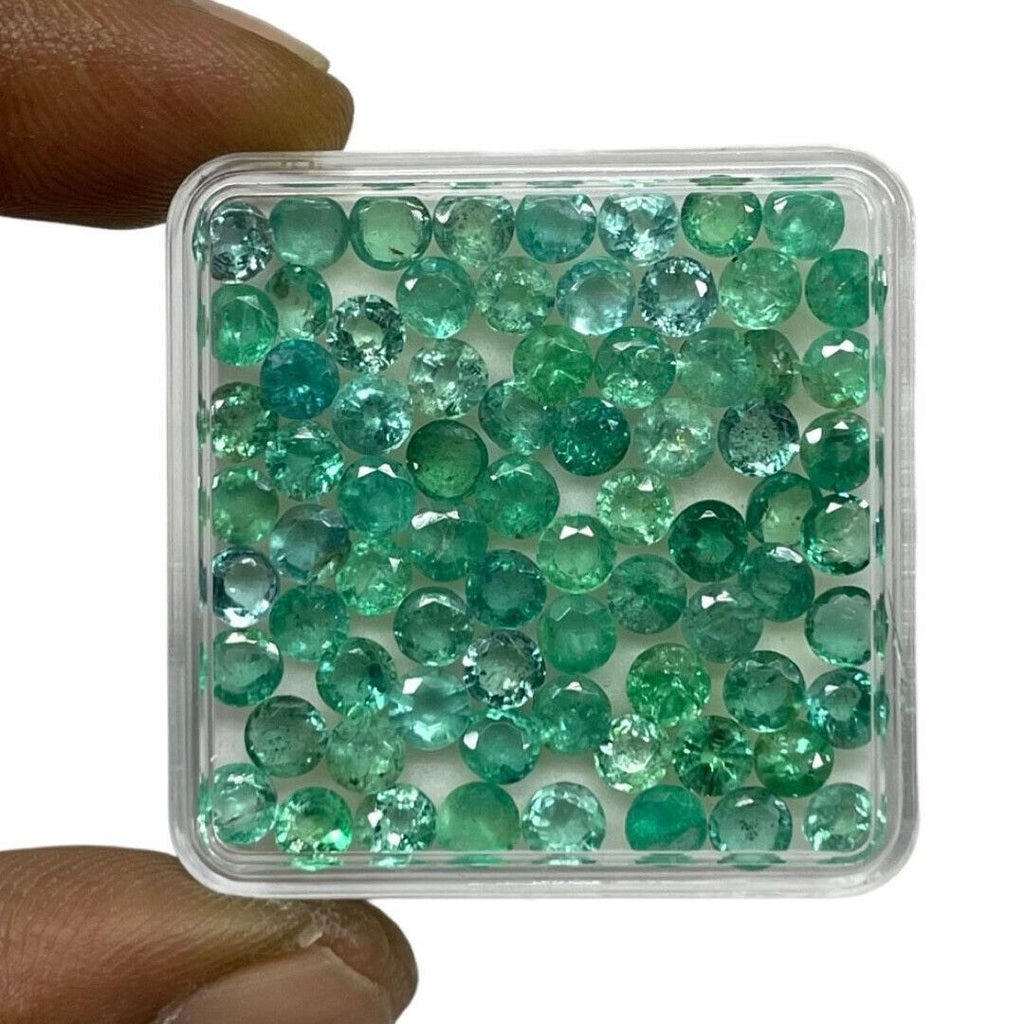 10 Pcs Natural Colombian Emerald 3.9mm-4.1mm Round Loose Untreated Gemstones Lot - Jalvi & Co.