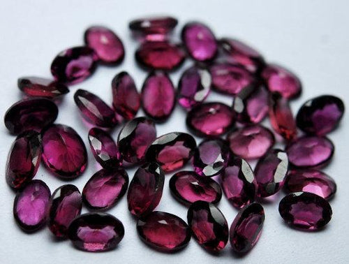 10 Pcs Natural Pink Rhodolite Garnet Faceted Oval Shape 6X4mm - Jalvi & Co.
