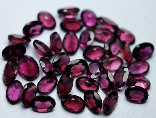 10 Pcs Natural Pink Rhodolite Garnet Faceted Oval Shape 6X4mm - Jalvi & Co.