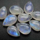 10 Pcs Of ,Blue Flashy Rainbow Moonstone Smooth Pear Shape Briolettes, 12mm Size,