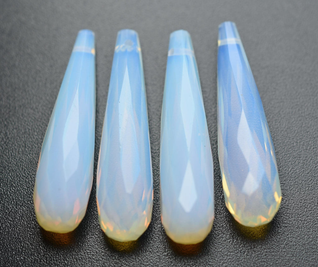 10 Pcs Of ,Superb-Finest Quality,Opal Blue Quartz Faceted Drops Shape Briolettes, 35mm Size, - Jalvi & Co.