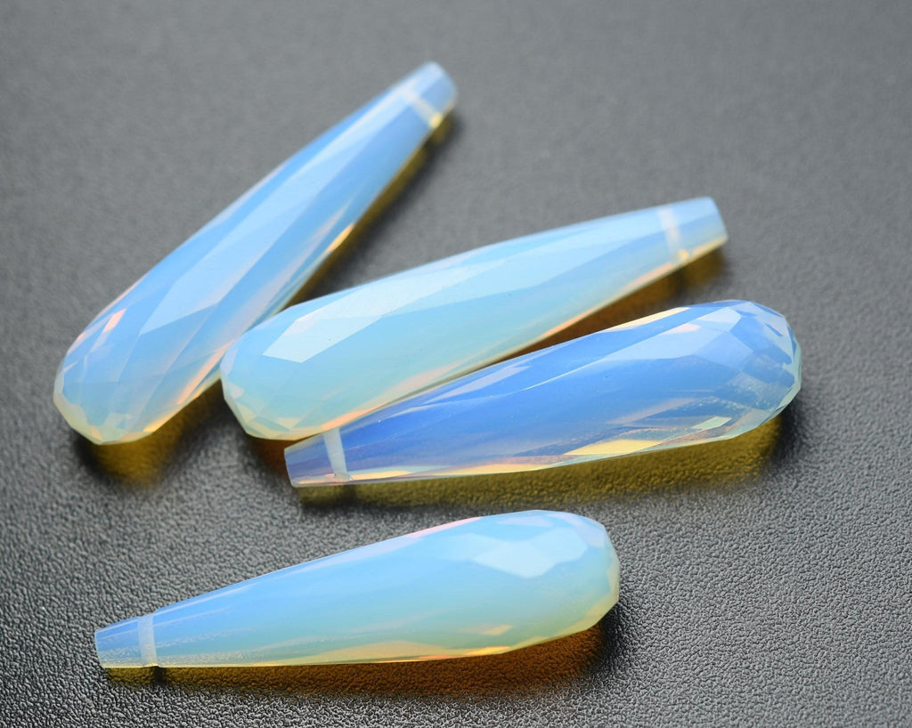 10 Pcs Of ,Superb-Finest Quality,Opal Blue Quartz Faceted Drops Shape Briolettes, 35mm Size, - Jalvi & Co.