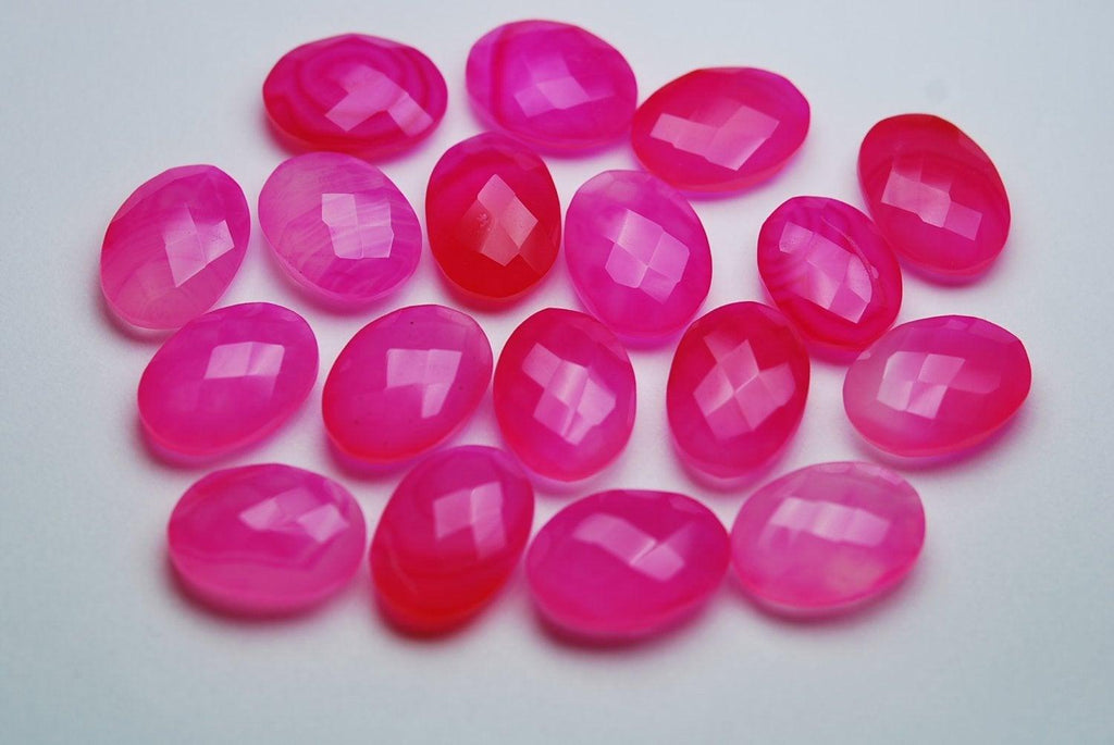 10 Pcs Pink Chalcedony Faceted Oval Shape, 12X16mm - Jalvi & Co.