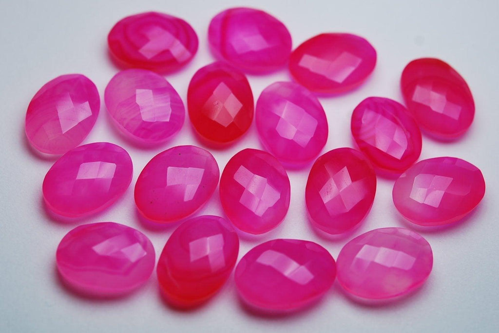 10 Pcs Pink Chalcedony Faceted Oval Shape, 12X16mm - Jalvi & Co.