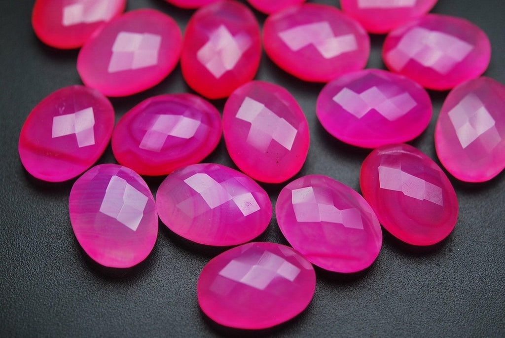 10 Pcs Pink Chalcedony Faceted Oval Shape, 12X16mm - Jalvi & Co.