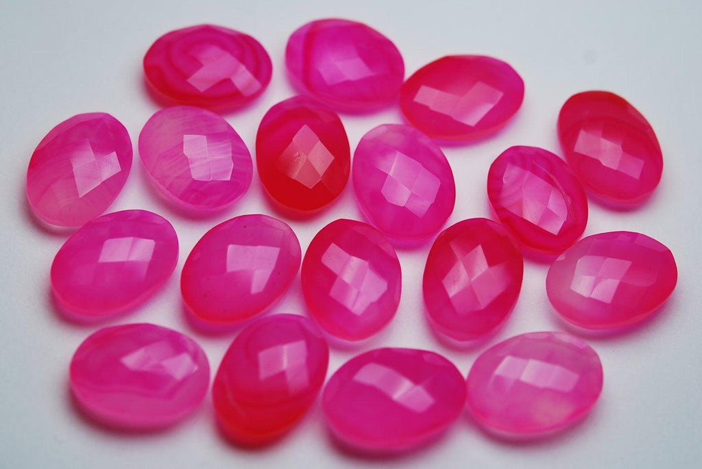 10 Pcs Pink Chalcedony Faceted Oval Shape, 12X16mm - Jalvi & Co.