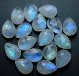 10 Pcs RAINBOW BLUE Moonstone Faceted Pear Shape Briolette 8x12mm