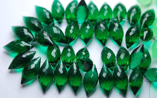10 Pcs,Green Chrome Quartz Faceted Dew Drops Shape Briolettes, 18mm Size, - Jalvi & Co.
