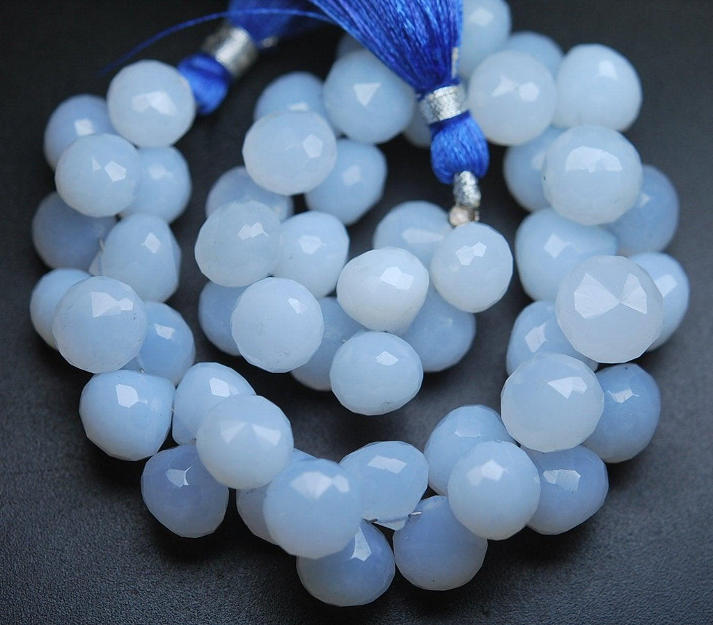 10 Pcs,Super Rare New Arrival, Natural Blue White Chalcedony Facated Onion Beads, 9-10mm - Jalvi & Co.