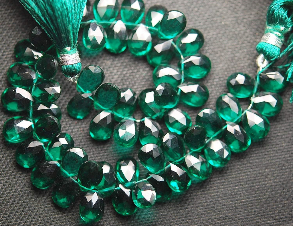 10 Pcs,Superb-Finest Quality, Rama Green Quartz Faceted Pear Shape Briolettes, 7X10mm Size, - Jalvi & Co.