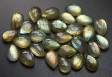 Load image into Gallery viewer, 10 Pcs,Superb-Finest Quality,Gold Flashy Labradorite Smooth Pear Shape Briolettes, 12mm Size - Jalvi &amp; Co.