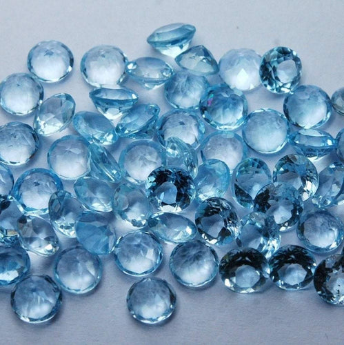 10 Pieces Faceted Coins Shaped Loose Stones, 6mm Sky Blue Topaz - Jalvi & Co.