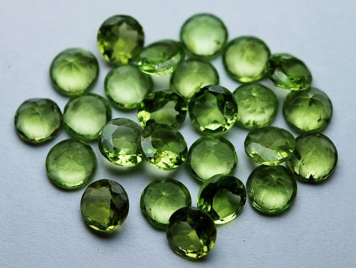 10 Pieces, Finest Quality, Natural Peridot Faceted Cut Stone Coins Shape, 6mm Size Loose Stones - Jalvi & Co.