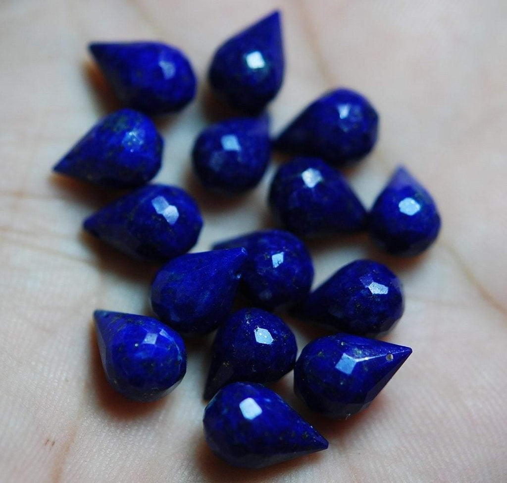 10 Pieces Lapis Lazuli Faceted Tear Drops Briolette's 10mm Approx. - Jalvi & Co.