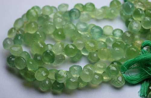 10 Pieces, Super Finest, Natural Prehnite Faceted Onion Briolette's 9-10mm Large Size - Jalvi & Co.