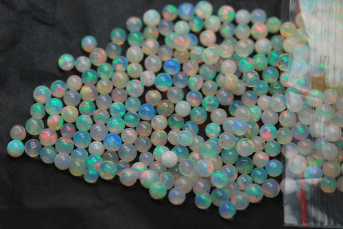 10 Pieces,Super Finest,Opal Round Rondelles Super Flashy Strand,Size 4-4.5mm - Jalvi & Co.