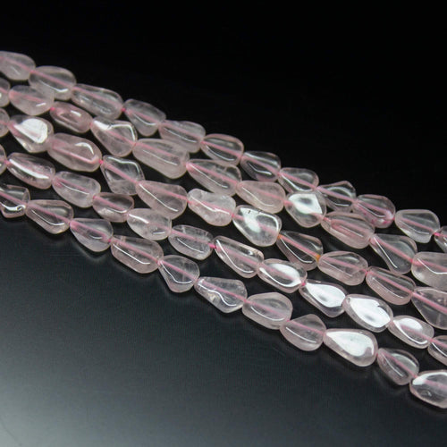 10 strands, 13 inches, 6mm 8mm, Natural Rose Quartz Smooth Pear Drops Shape Beads Strand, Quartz Beads - Jalvi & Co.