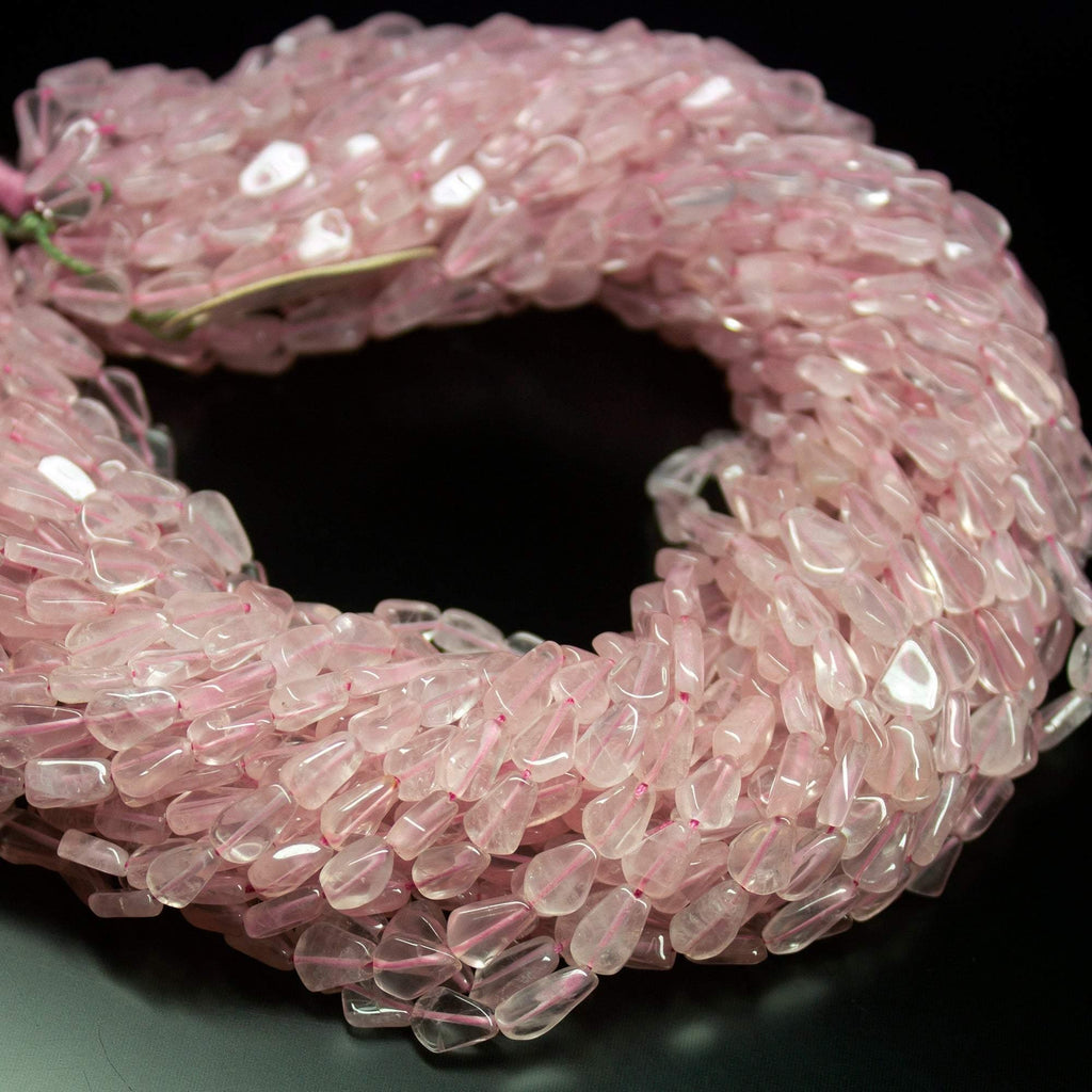 10 strands, 13 inches, 6mm 8mm, Natural Rose Quartz Smooth Pear Drops Shape Beads Strand, Quartz Beads - Jalvi & Co.