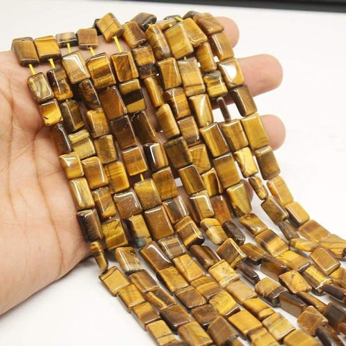 10 Strands Natural Tigers Eye Rectangle Loose Chiclet Beads Strand 10mm 12mm 14