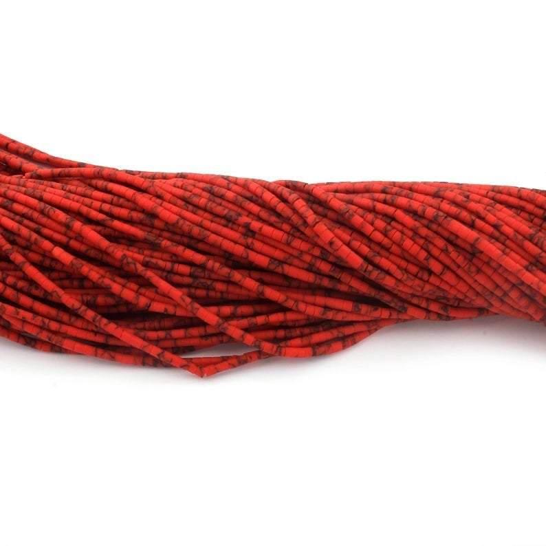 10 Strands Red Coral Smooth Heishi Wheel Tiny Beads Strand 12 inches 2mm - Jalvi & Co.