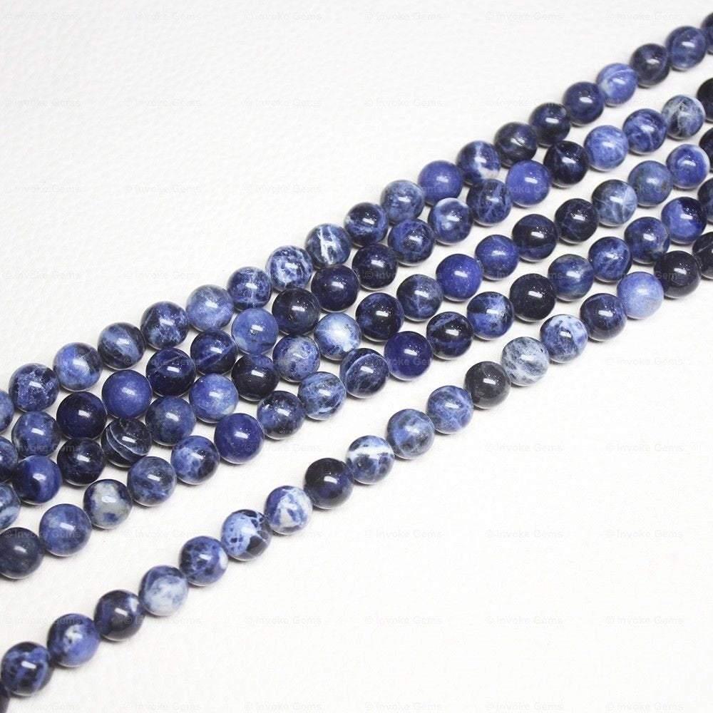 10 Strands Sodalite Natural Smooth Round Ball Loose Gemstone Beads Strand 4mm 14" - Jalvi & Co.