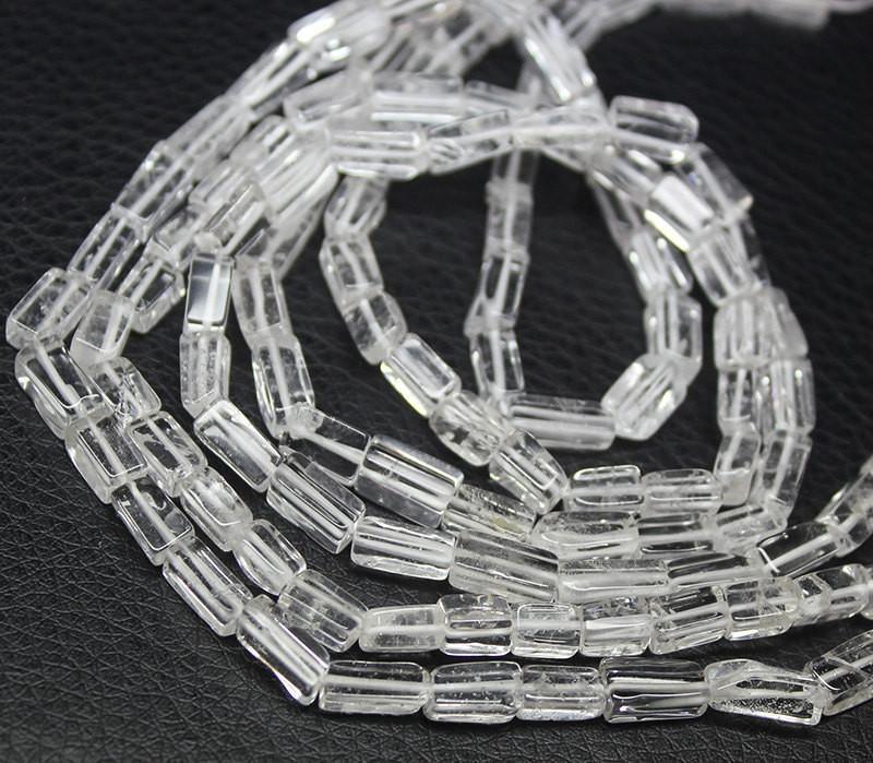 10 Strands White Quartz Smooth Rectangle Gemstone Loose Spacer Beads 5mm 10mm 14" - Jalvi & Co.