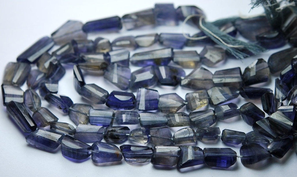 10" Water Sapphire Iolite Faceted Step Cut Nuggets, 8-14mm Aprrox - Jalvi & Co.