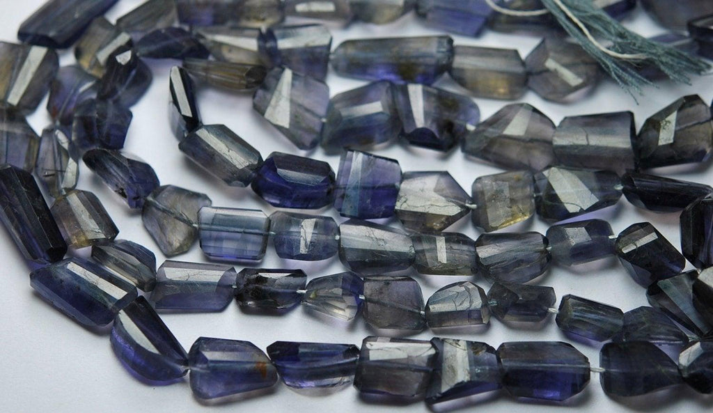 10" Water Sapphire Iolite Faceted Step Cut Nuggets, 8-14mm Aprrox - Jalvi & Co.