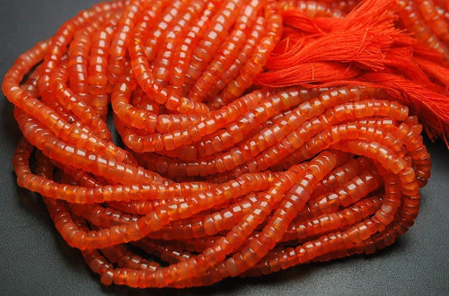 10 x 13 Inch Strand,Super Finest-Quality-Natural Carnelian Smooth Tyre Beads, 4-4.5mm Size - Jalvi & Co.