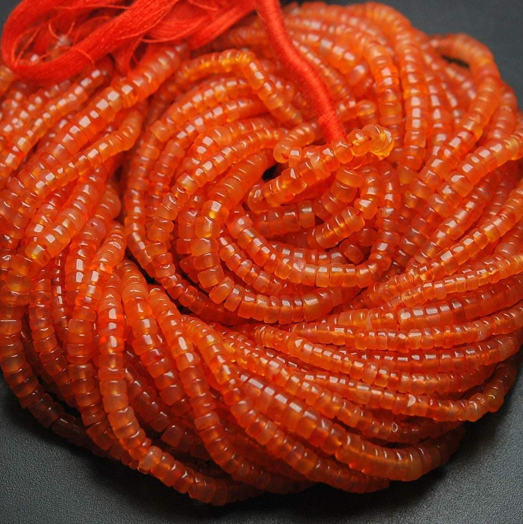 10 x 13 Inch Strand,Super Finest-Quality-Natural Carnelian Smooth Tyre Beads, 4-4.5mm Size - Jalvi & Co.