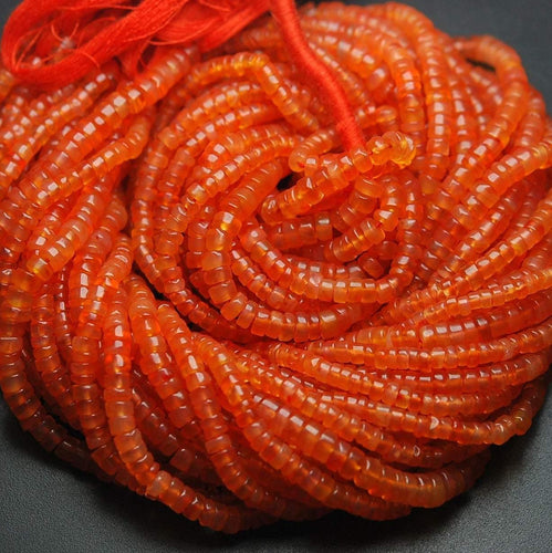 10 x 13 Inch Strand,Super Finest-Quality-Natural Carnelian Smooth Tyre Beads, 4-4.5mm Size - Jalvi & Co.