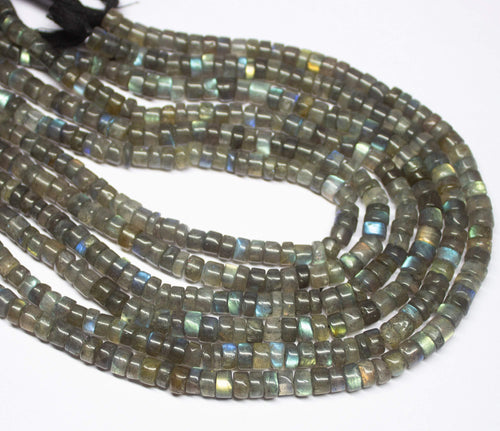 10 x 14 inch, 6mm, Natural Labradorite Smooth Tyre Wheel Round Shape Gemstone Beads - Jalvi & Co.