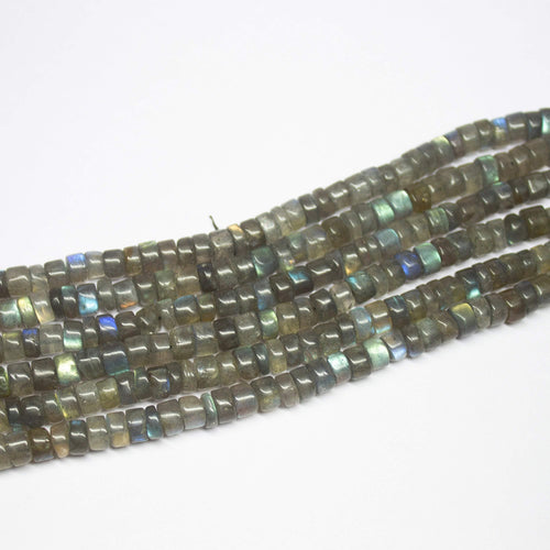10 x 14 inch, 6mm, Natural Labradorite Smooth Tyre Wheel Round Shape Gemstone Beads - Jalvi & Co.