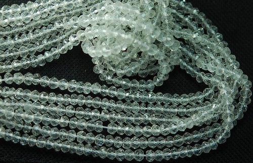 10 X 14 Inches Super Finest Cutaaaquality White Topaz Faceted Rondelles Large Size 3.5-4mm - Jalvi & Co.