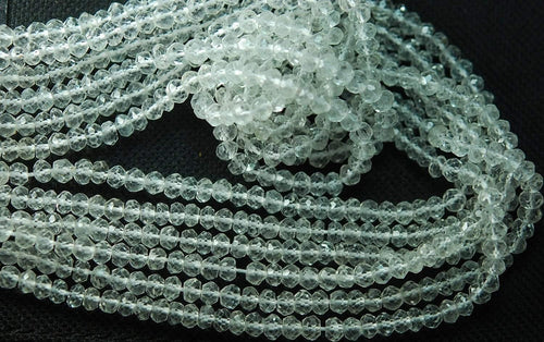 10 X 14 Inches Super Finest Cutaaaquality White Topaz Faceted Rondelles Large Size 3.5-4mm - Jalvi & Co.