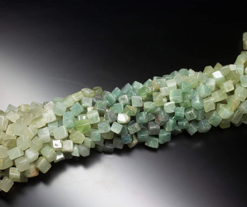 10 x 15 inch, 6mm, Natural Shaded Green Jade Smooth 3D Cube Box Shape Gemstone Beads - Jalvi & Co.