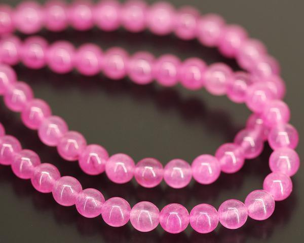 10 x Natural Baby Pink Jade Smooth Round Gemstone Loose Beads Strand 8mm 14" - Jalvi & Co.