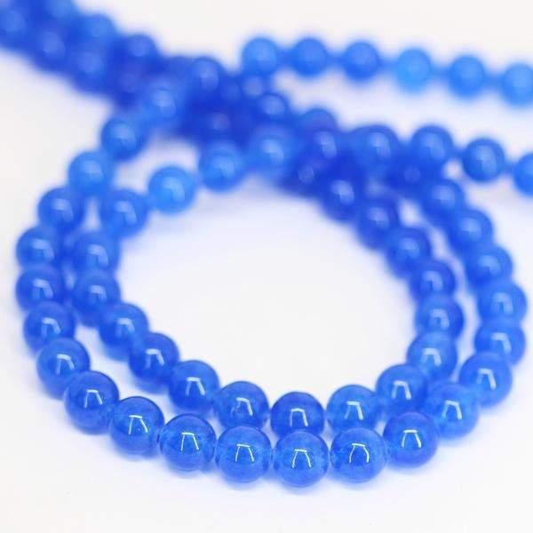 10 x Natural Blue Jade Smooth Round Gemstone Loose Spacer Beads Strand 8mm 15" - Jalvi & Co.