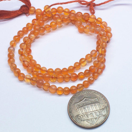 10 x Natural Carnelian Smooth Round Ball Loose Gemstone Beads Strand 14.5