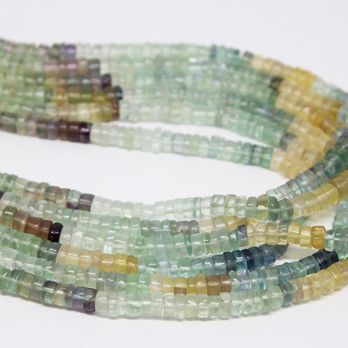 10 x Natural Multi Fluorite Smooth Polished Tyre Loose Gemstone Beads Strand 13