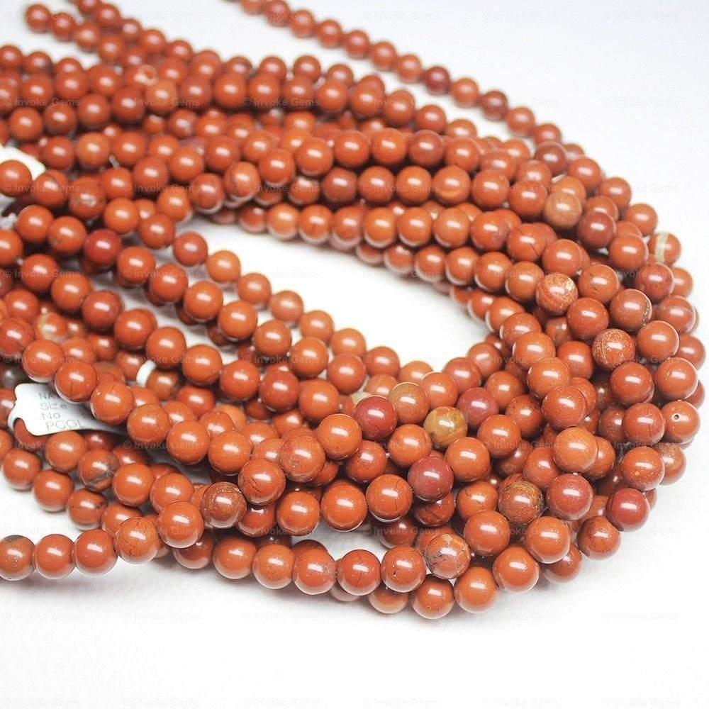 10 x Natural Red Jasper Smooth Round Ball Loose Gemstone Beads Strand 8mm 15" - Jalvi & Co.