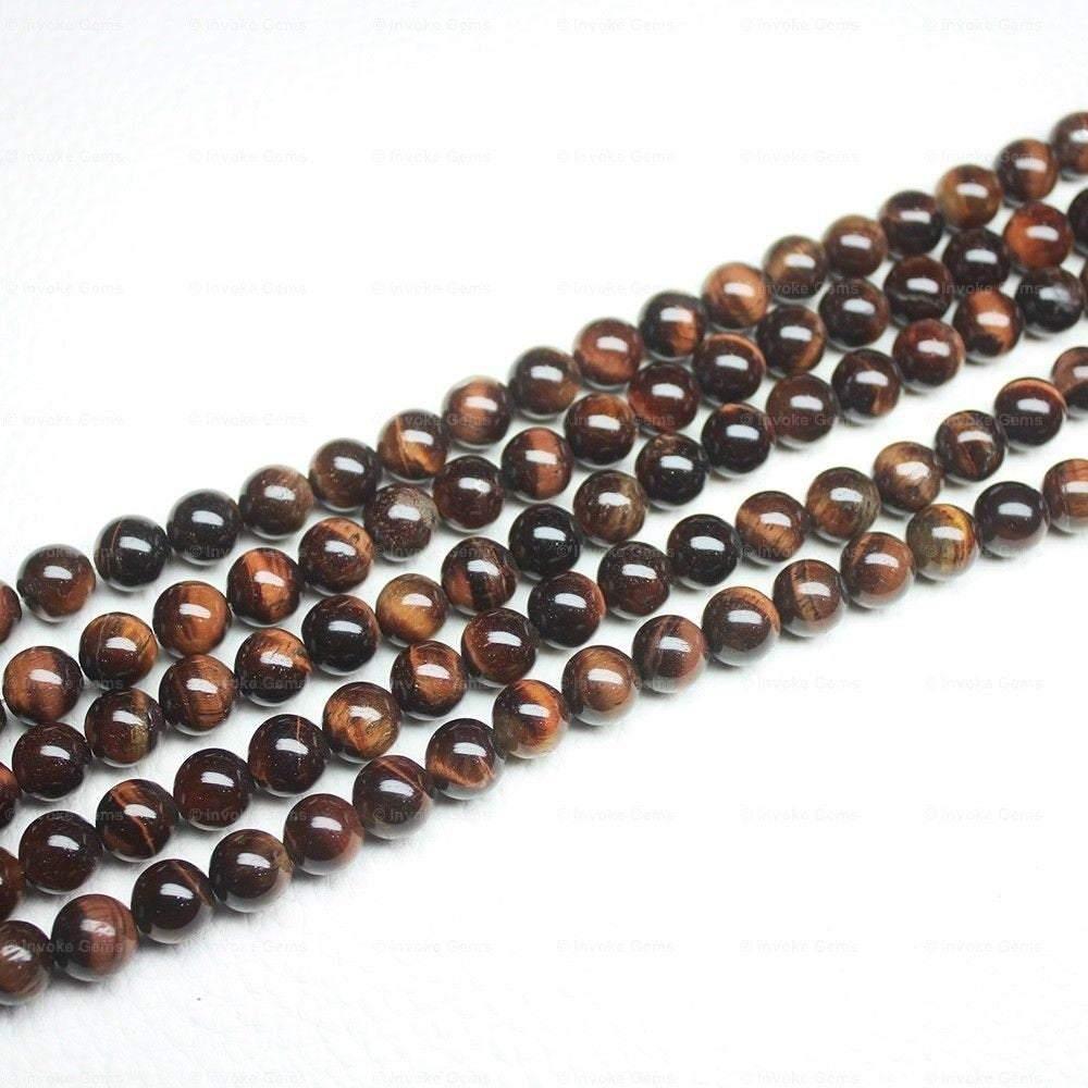 10 x Natural Red Tigers Eye Smooth Ball Round Gemstone Loose Beads Strand 15" 6mm - Jalvi & Co.