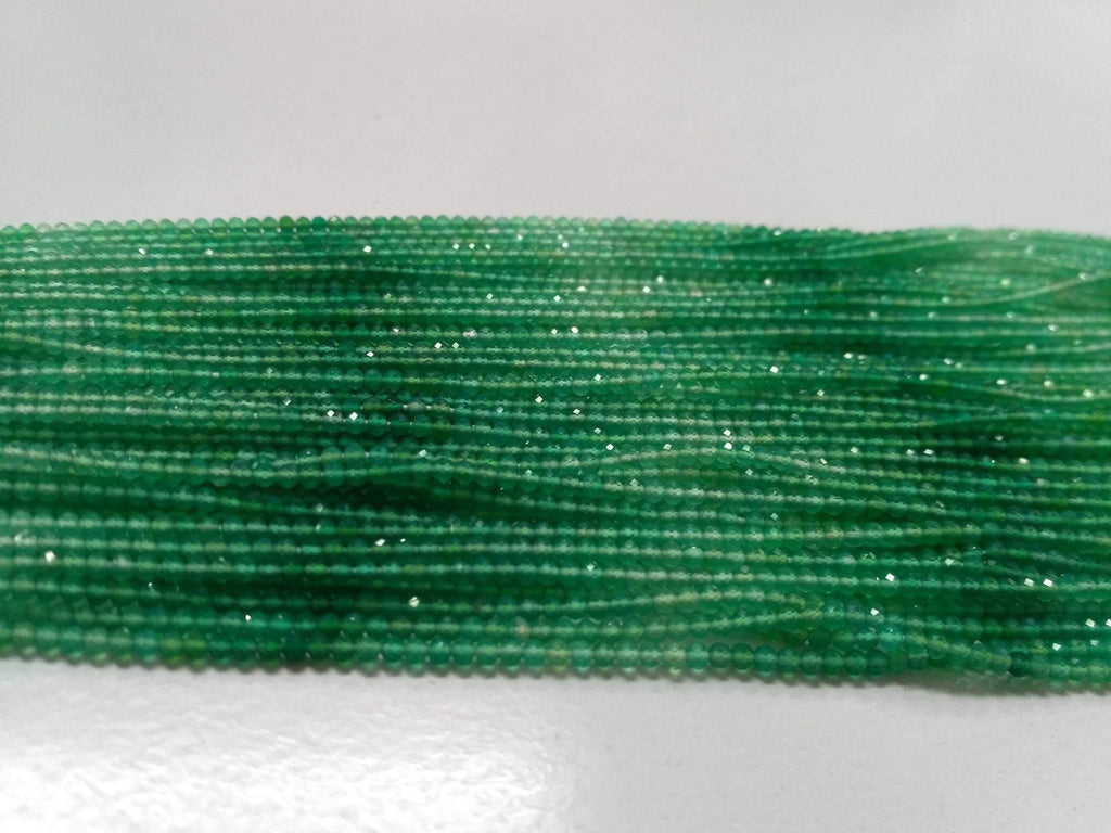 10 x Natural Shaded Green Onyx Faceted Rondelle Loose Gemstone Beads Strand 2mm 13" - Jalvi & Co.