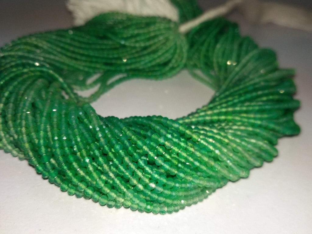 10 x Natural Shaded Green Onyx Faceted Rondelle Loose Gemstone Beads Strand 2mm 13" - Jalvi & Co.