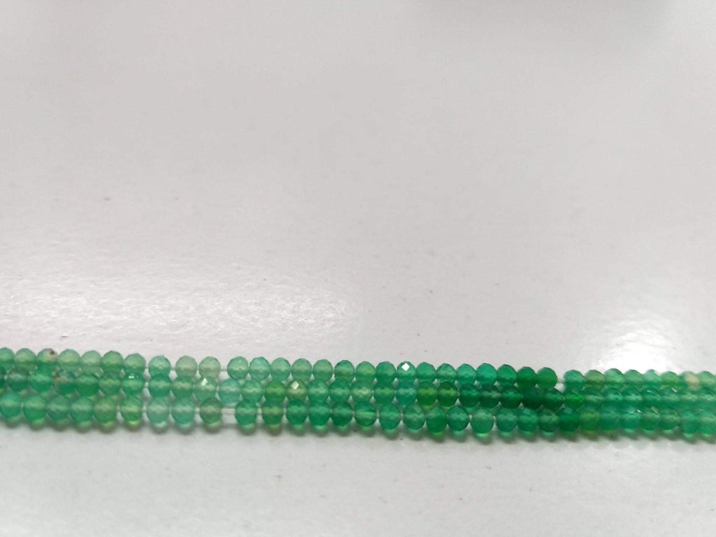 10 x Natural Shaded Green Onyx Faceted Rondelle Loose Gemstone Beads Strand 2mm 13" - Jalvi & Co.
