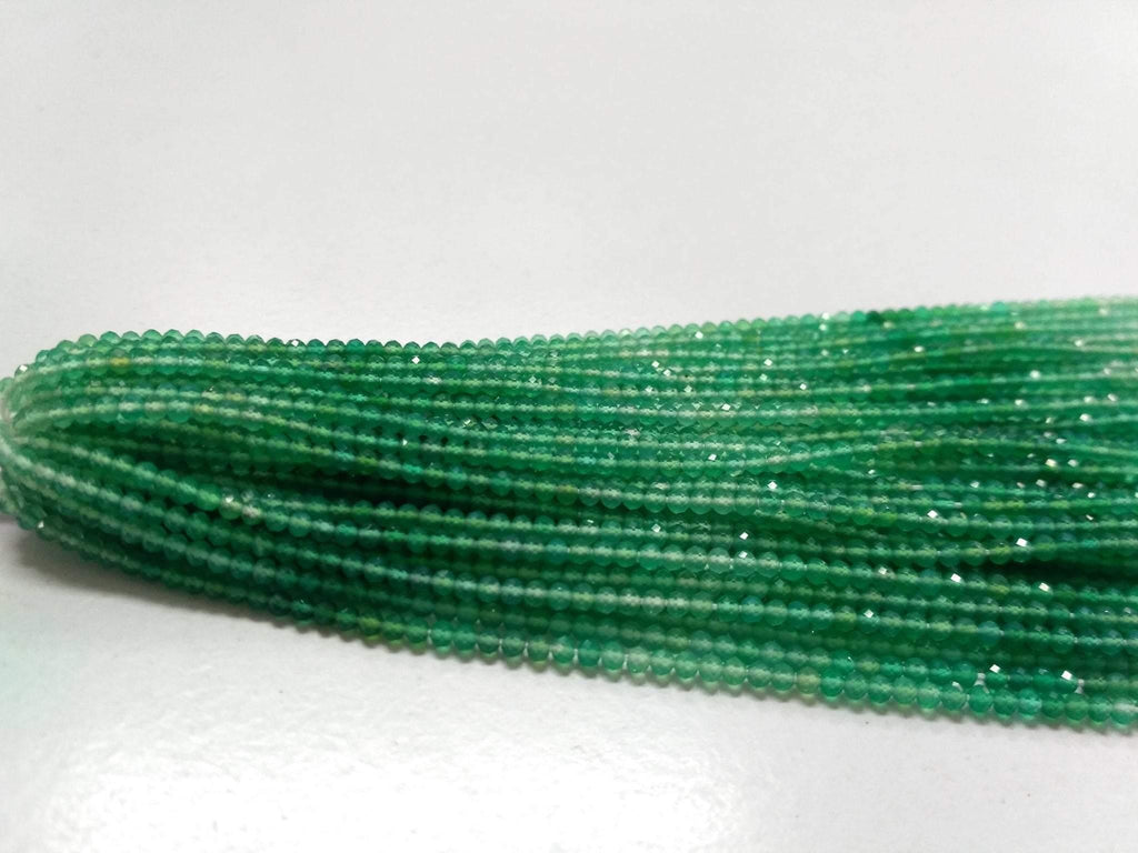 10 x Natural Shaded Green Onyx Faceted Rondelle Loose Gemstone Beads Strand 2mm 13" - Jalvi & Co.