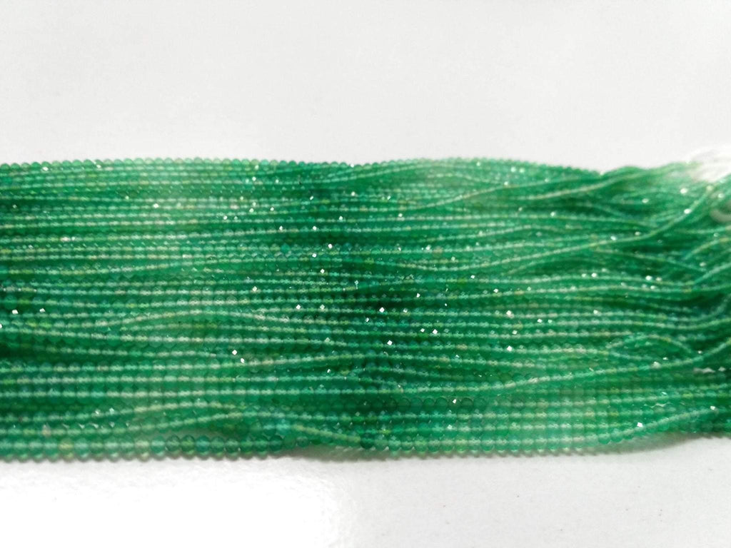 10 x Natural Shaded Green Onyx Faceted Rondelle Loose Gemstone Beads Strand 2mm 13" - Jalvi & Co.