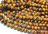 10 x Natural Tigers Eye Smooth Round Ball Gemstone Loose Spacer Beads 10mm 14